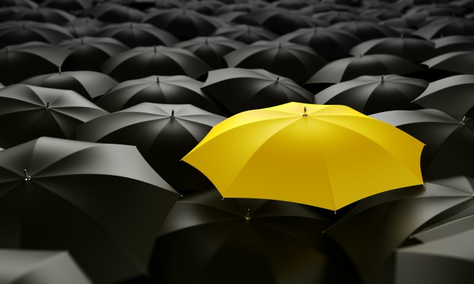 3d rendering of a sea of umbrellas